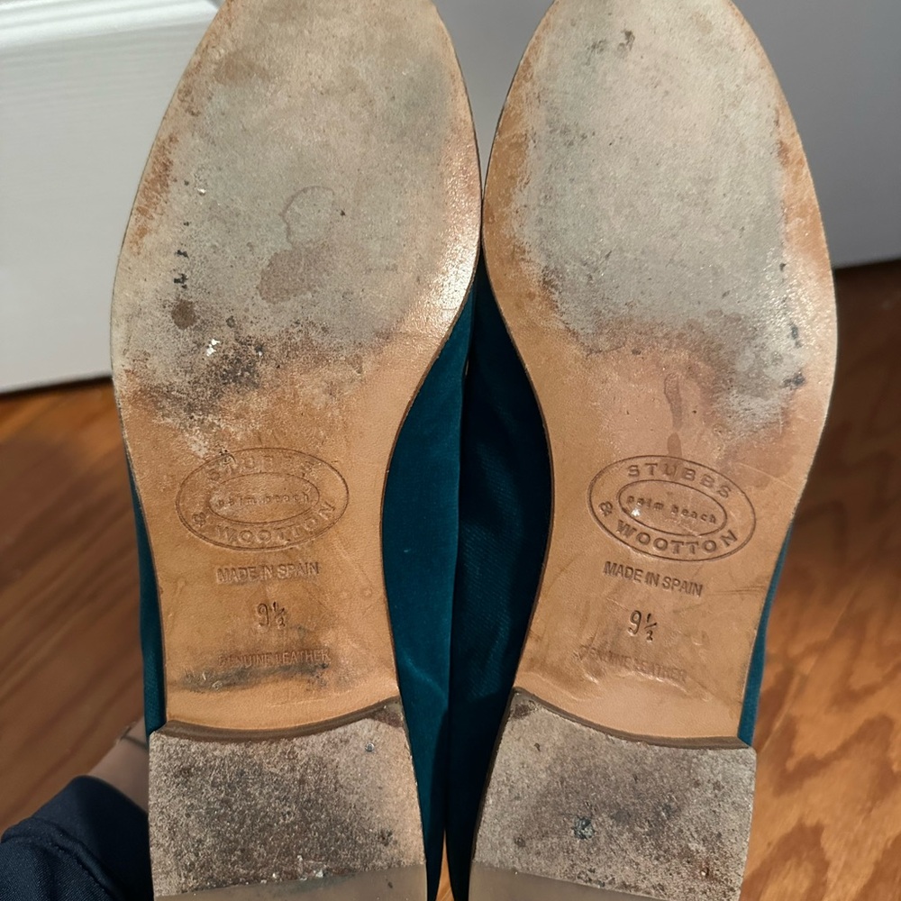 Stubbs & Wootton Crown Loafers - Teal with Orange Trim - Picture 5 of 6